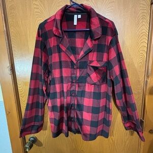 Joyspun Buffalo Plaid Red and Black Velvet Soft Flannel Pajamas 2X
